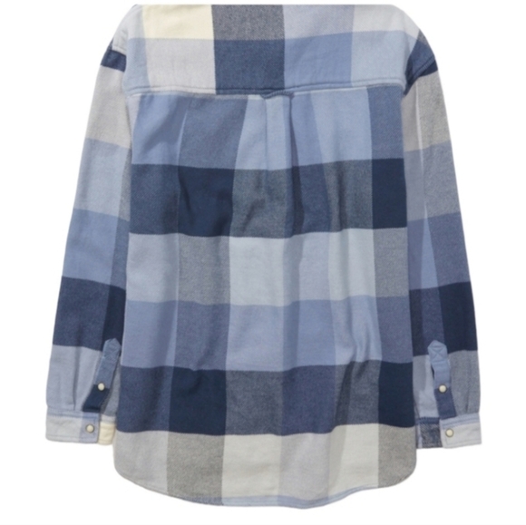 NWT - American Eagle Blue Oversized Flannel Shirt - SZ L - Picture 4 of 8